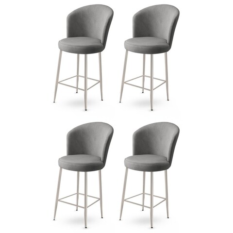 Set scaune  de bar 4 piese, Charlotte, Fora, Metal, Gri/Crom