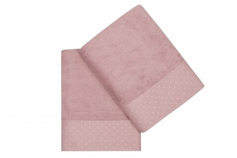 Set 2 prosoape de baie 90x150 cm, 100% bumbac, Saheser, Pitircik Dusty Rose