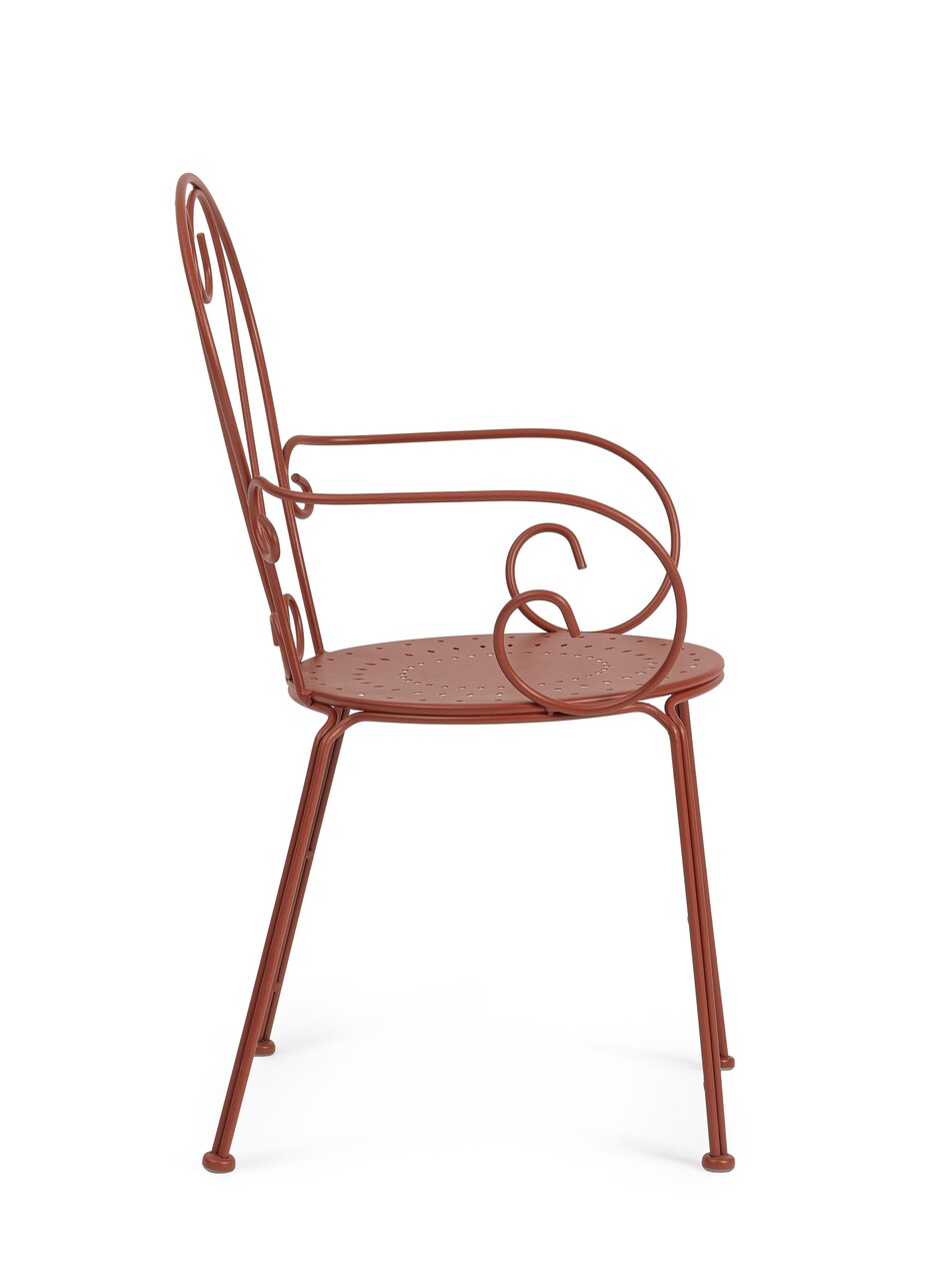Scaun pentru gradina Etienne, Bizzotto, 49x49x89 cm, otel, invelis e-coating, finisaj mat, rosu picant
