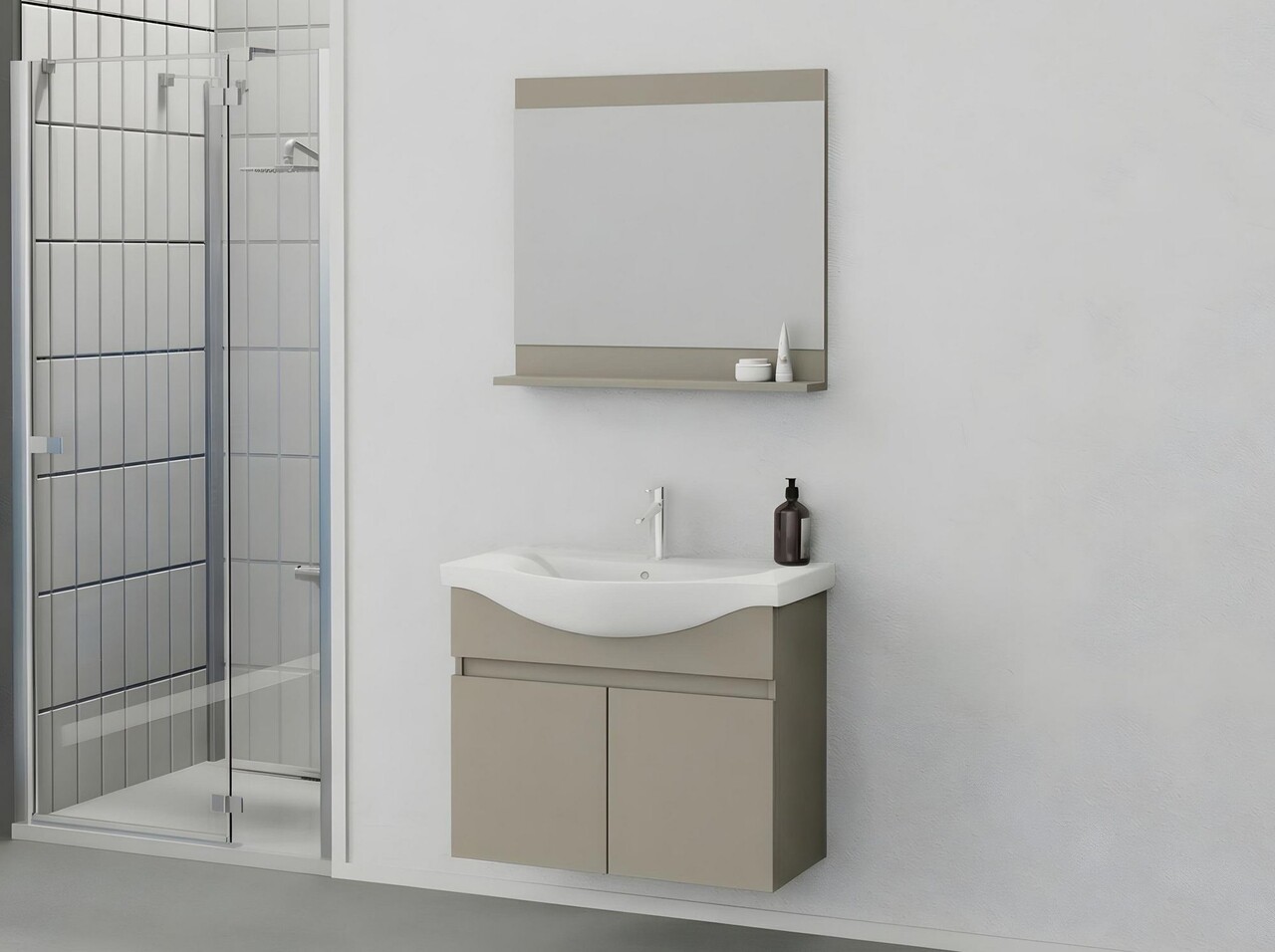 Set mobilier de baie (2 piese), Hanah Home, Mare 80, Latte - view 2