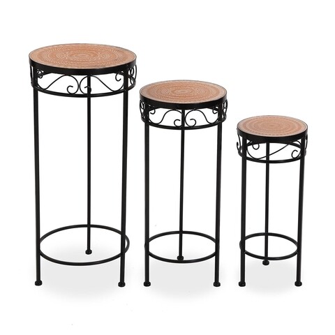 Set 3 suporturi pentru ghivece Mandala Uriah, Versa, 30 x 69 cm, metal
