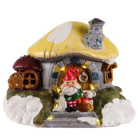 Decoratiune luminoasa Gnome house, Lumineo, 17x13x14 cm, 10 LED-uri, plastic, multicolor 17x13x14