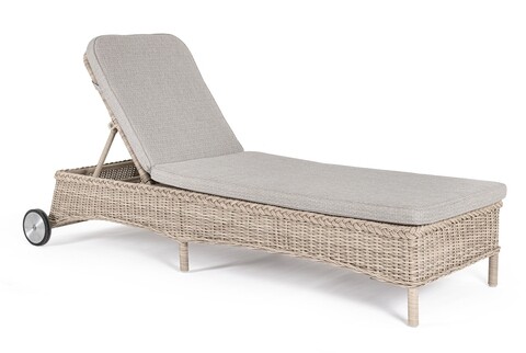 Sezlong cu perna si roti Jupiter, Bizzotto, 66 x 190 x 97 cm, aluminiu/fibre sintetice/ofelina, natural