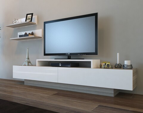 Mobilier pentru living Lusi, Decorotika, 4 piese, 180x31x40 cm, alb/natural 180x31x40