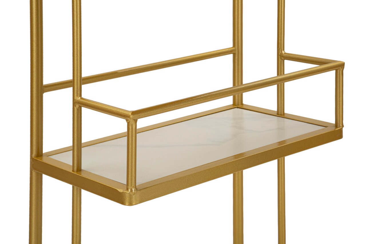 Masa de bar, Mauro Ferretti, Luxy, 120x45x150 cm, metal/imitatie de marmura, auriu/alb - imagine 5