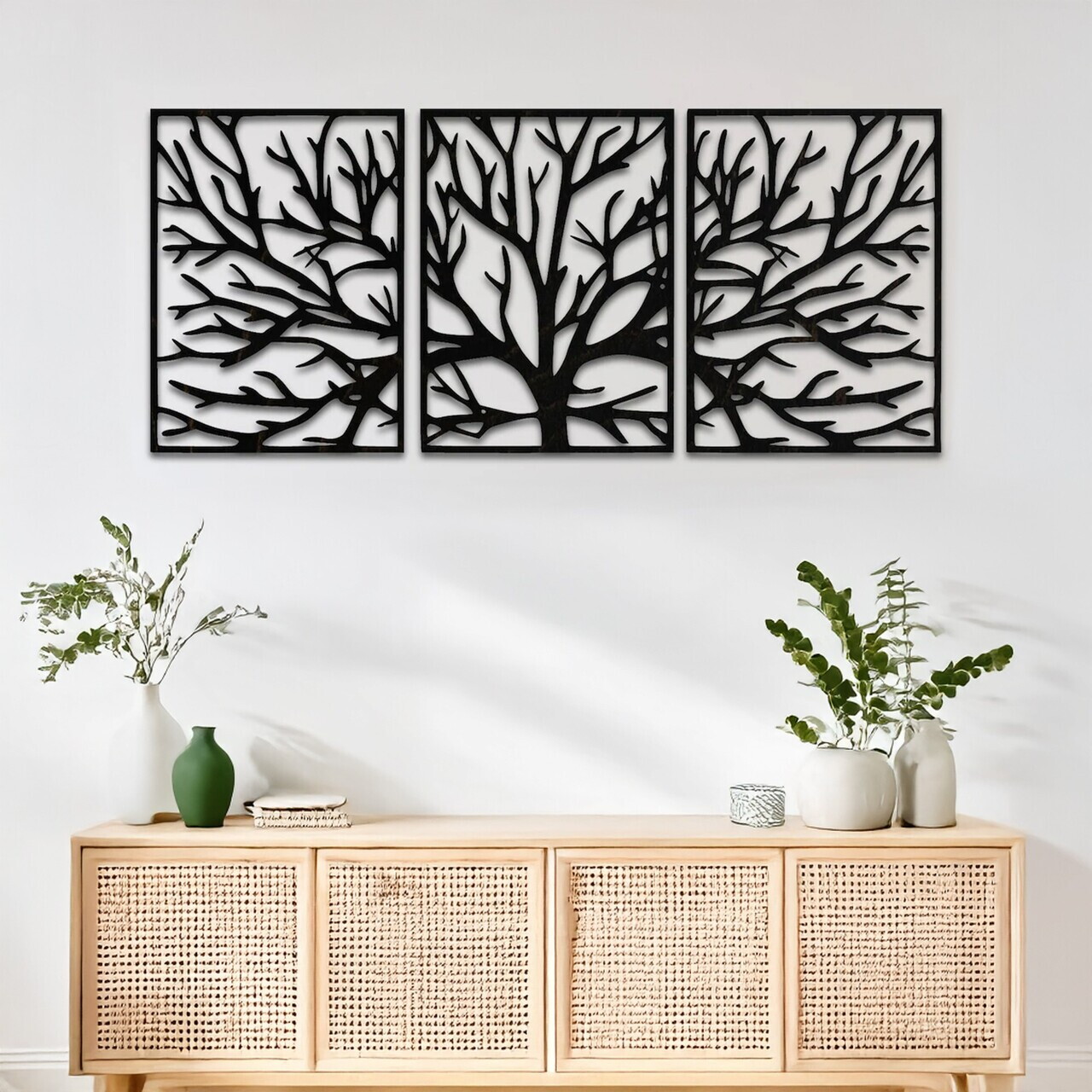 Set de accesorii decorative de perete din metal, DCV-1108-MT, Dimensiune: 37 x 50 cm (3 bucăți), Negru