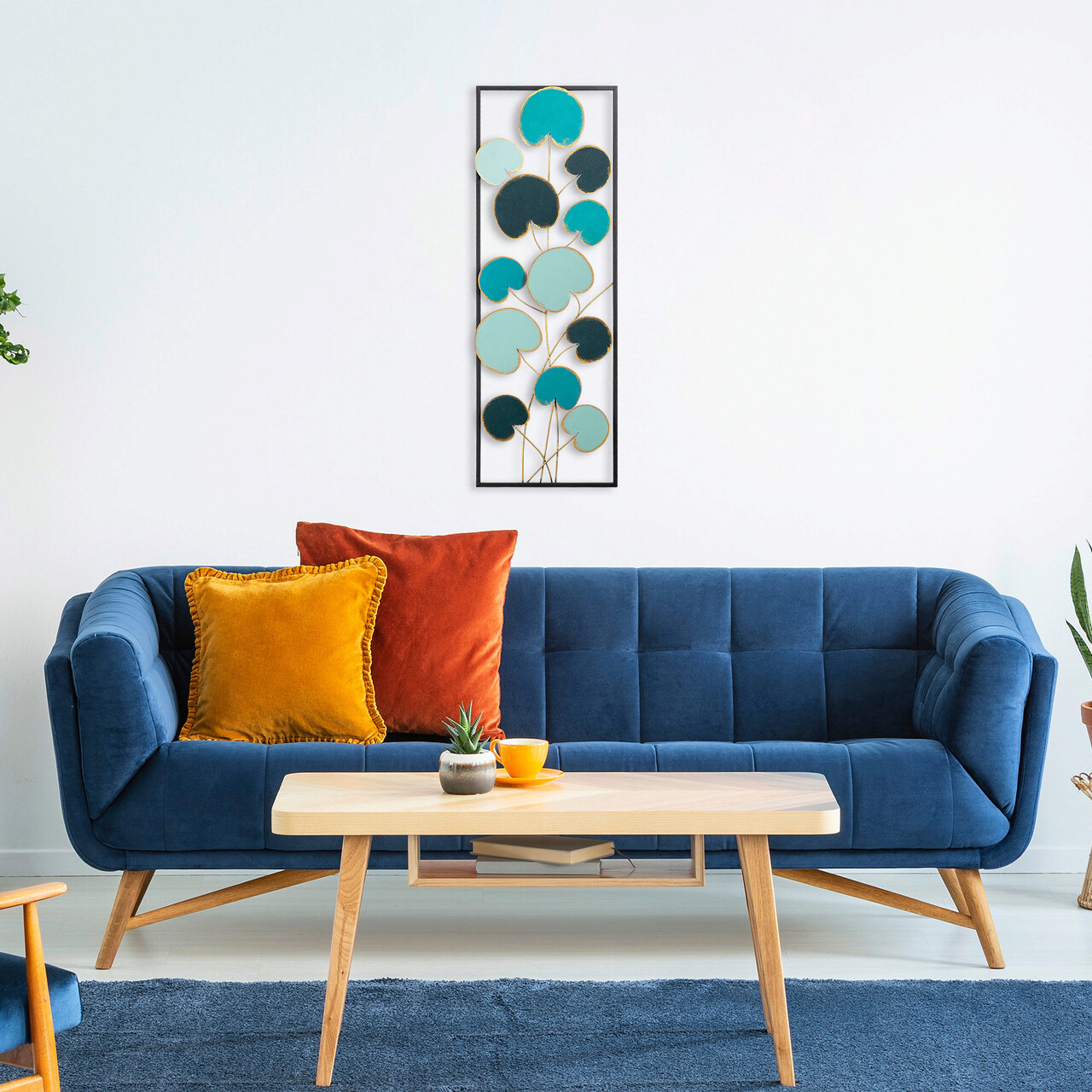 Decoratiune de perete, Catalpa, Metal, Dimensiune: 32 x 90 cm, Multicolor - 2 | YEO