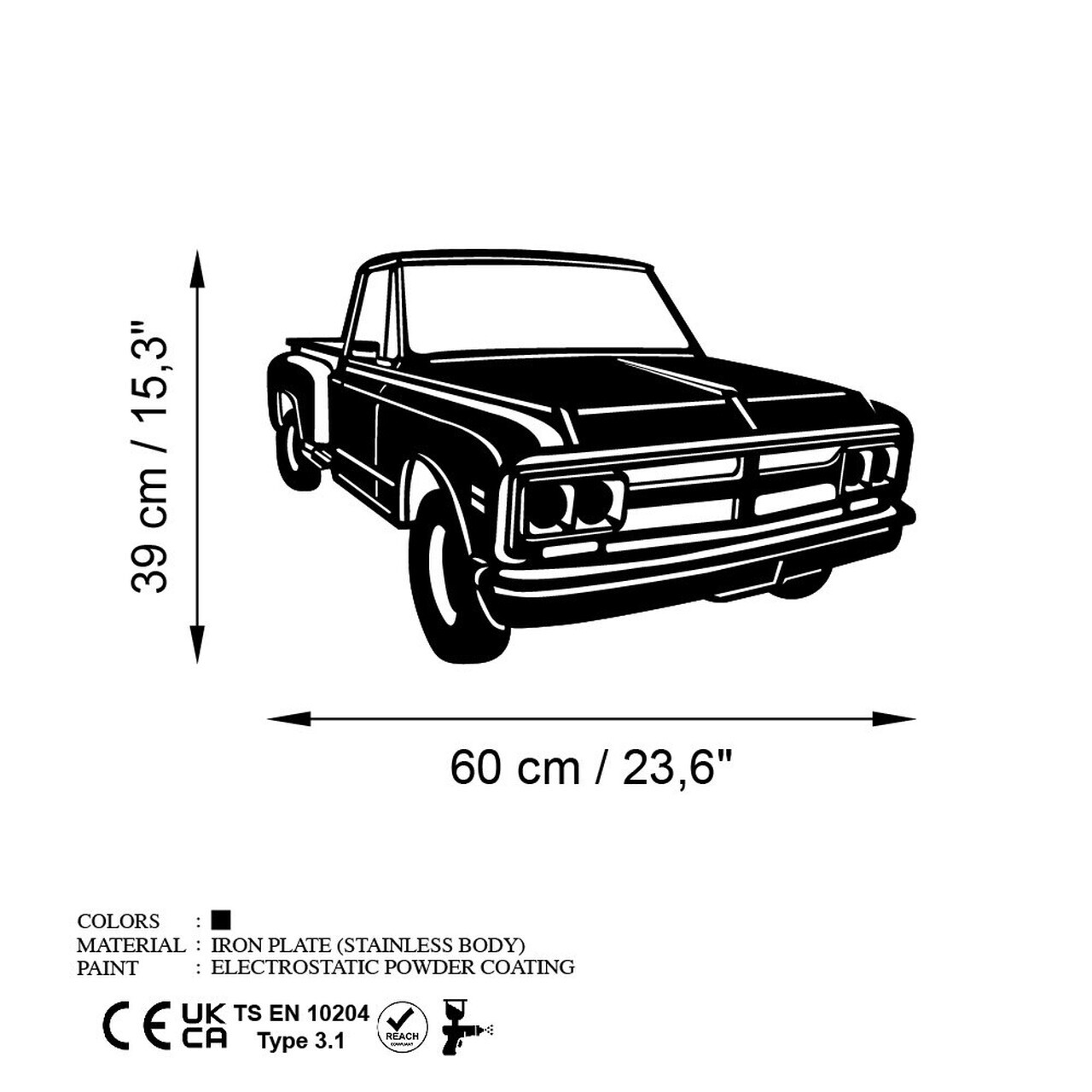 Decoratiune de perete, GMC C/K 1967, Dimensiune: 60 x 39 cm , Negru — imaginea 6