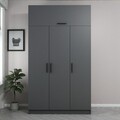 Dulap pentru haine, Minerva, Minar 3 Kapak 2 Çekmece 235, 135x235x52 cm, PAL, Antracit