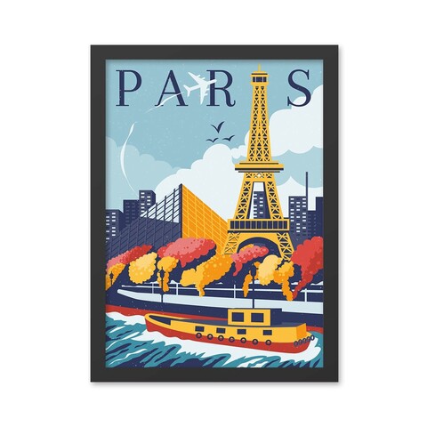 Tablou decorativ, Paris 4 (35 x 45), MDF , Polistiren, Multicolor