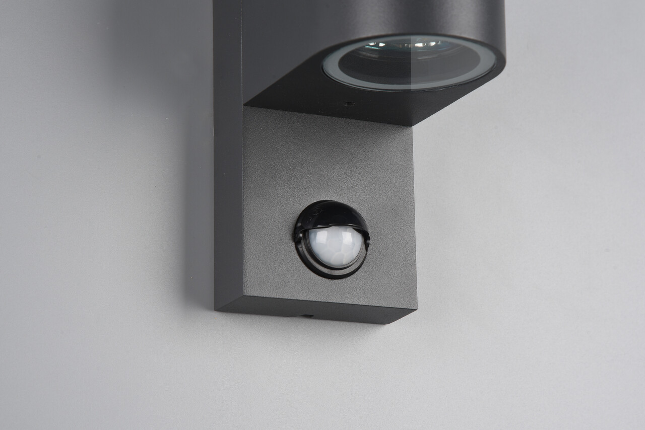 Aplica de perete rotunda pentru exterior cu senzor Roya, TRIO, 7x11.6x15 cm, 35W, 1x GU10, aluminiu, antracit