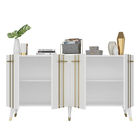 Consola, Olivia, Asel, 150x80x40 cm, PAL , Alb/Auriu