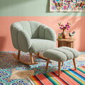 Set fotoliu cu aripioare și puf (2 piese), Atelier del Sofa, 666HAC5108, PAL, Verde