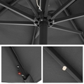 Umbrela pentru terasa, gradina, plaja, Songmics, D270 cm, 32 LED-uri cu incarcare solara, protectie solara UPF 50+, gri