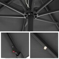 Umbrela pentru terasa, gradina, plaja, Songmics, D270 cm, 32 LED-uri cu incarcare solara, protectie solara UPF 50+, gri