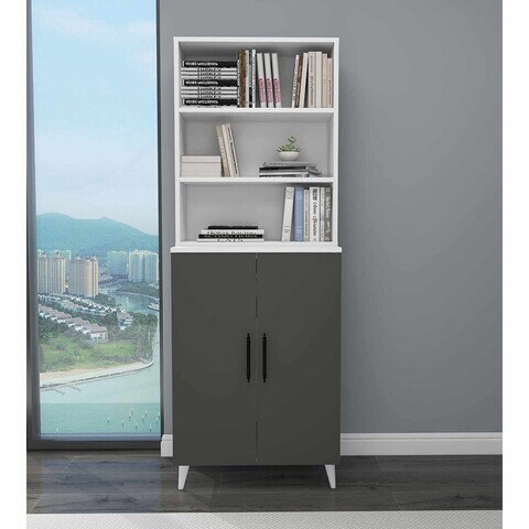 Corp biblioteca, Hanah Home, Oras, 65x183.4x32 cm, Alb / Antracit