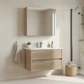 Set Dulap de Baie cu Chiuvetă și Oglindă (2 Piese), Hanah Home, Side 85 v2, Stejar