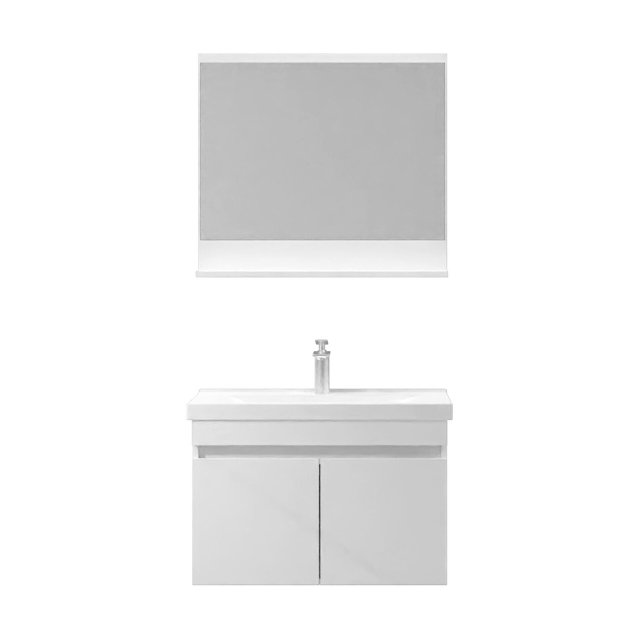Set mobilier de baie (2 piese), Hanah Home, Pace 80, Alb mat - view 4