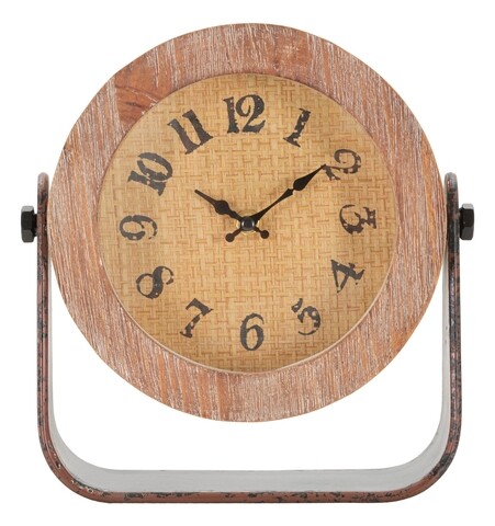 Ceas de masa, Mauro Ferretti, 23.5 x 7 x 24 cm, fier/lemn, maro