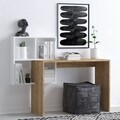 Birou, Emerald, Adell, 98 x 124 x 45 cm, pal melaminat, alb/stejar