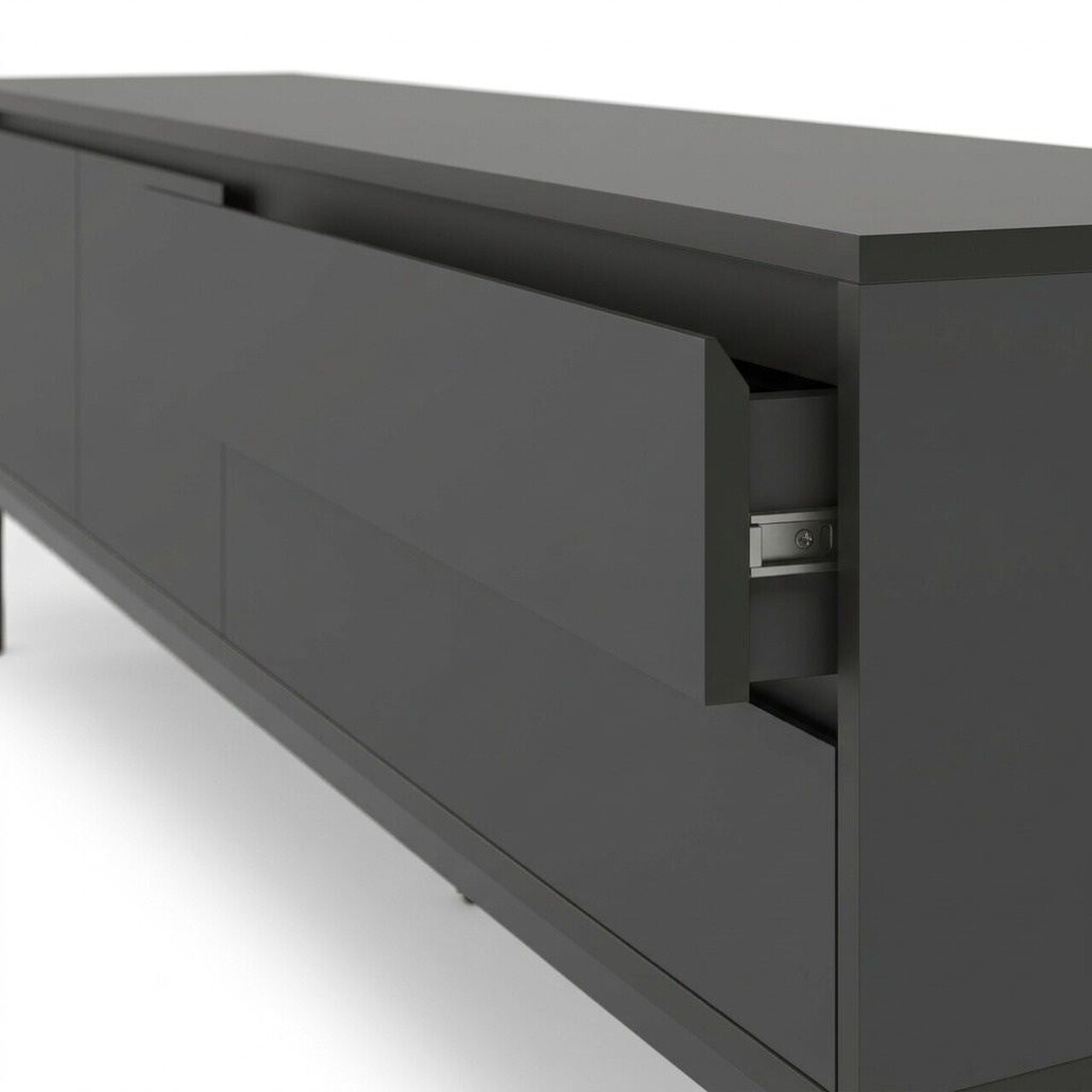 Comoda TV, Hanah Home, Lorenza, 180x55x40 cm, PAL, Antracit / Negru lemn / Negru — imaginea 5