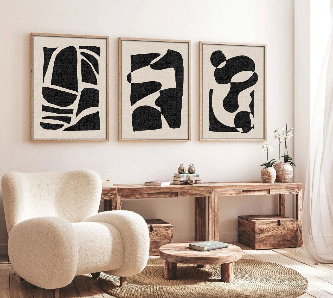Set 3 tablouri decorative, Huhu201, Cadru: 100% LEMN MASIV (Grosime: 2,5 cm), Multicolor - view 3
