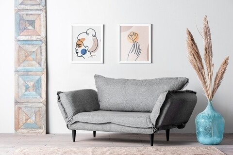 Canapea extensibila Vino Daybed, Futon, 3 locuri, 200×70 cm, metal, gri Futon