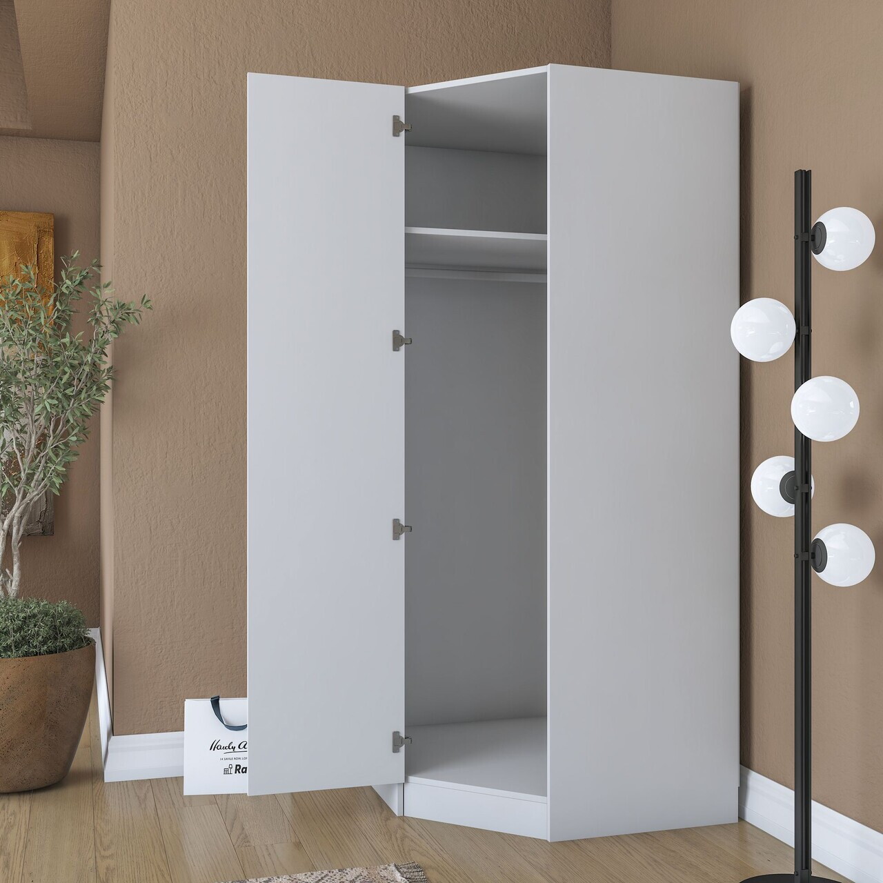 Dulap pentru haine, Hanah Home, BA205, 91x210x57.5 cm, PAL melaminat, Alb - view 7