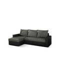 Coltar extensibil reversibil 3 locuri ELTAP, Livio, 237x150x72 cm, lemn/poliester, gri inchis/negru
