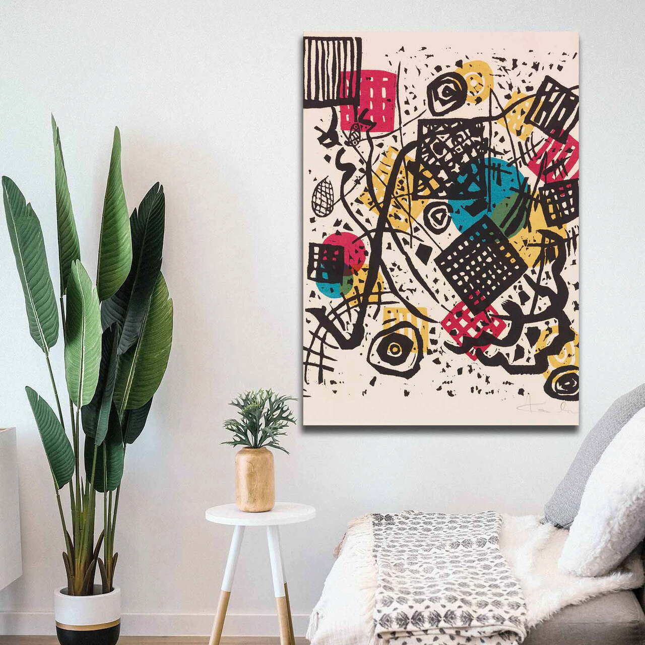 Tablou decorativ, 70100KANDINSKY005, Canvas, Lemn, Multicolor