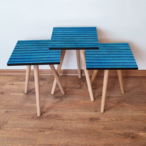 Set masute 3 piese, Leona, 3Shp386, Albastru