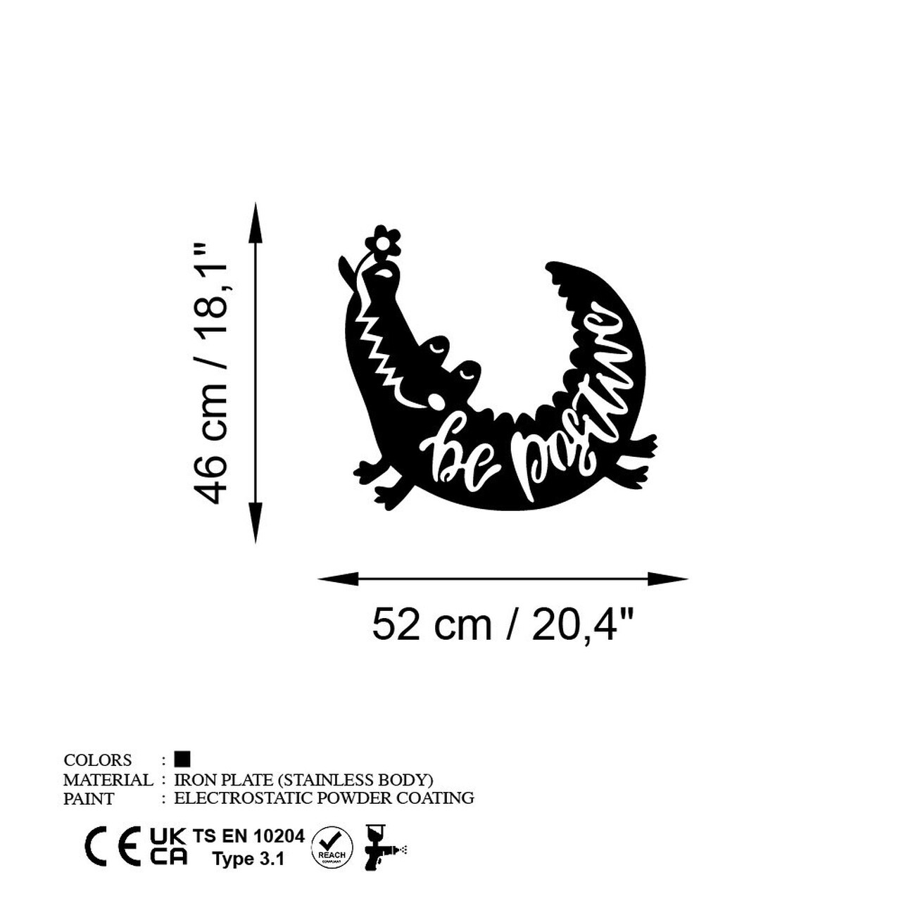 Decoratiune de perete, Be Possitive, Dimensiune: 52 x 46 cm, Negru — imaginea 6
