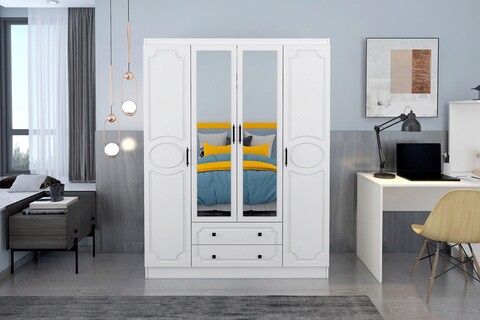 Dulap pentru haine, Glenevis, Mihra 204, 140x186x50 cm, Alb Glenevis