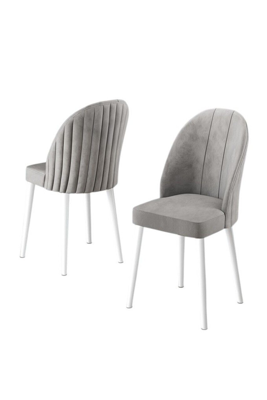 Set scaune 4 piese, Hanah Home, Mara, Gri/Alb — imaginea 2