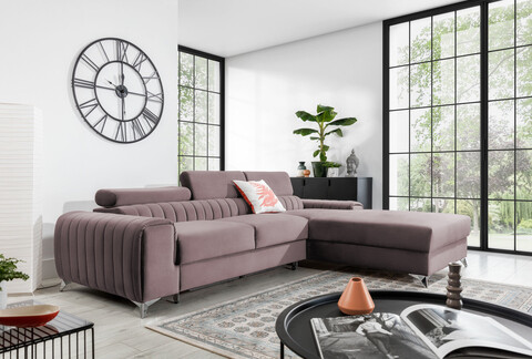 Coltar extensibil dreapta 3 locuri ELTAP, RT-24LO, Grayson, 278x205x92 cm, lemn/poliester, roz