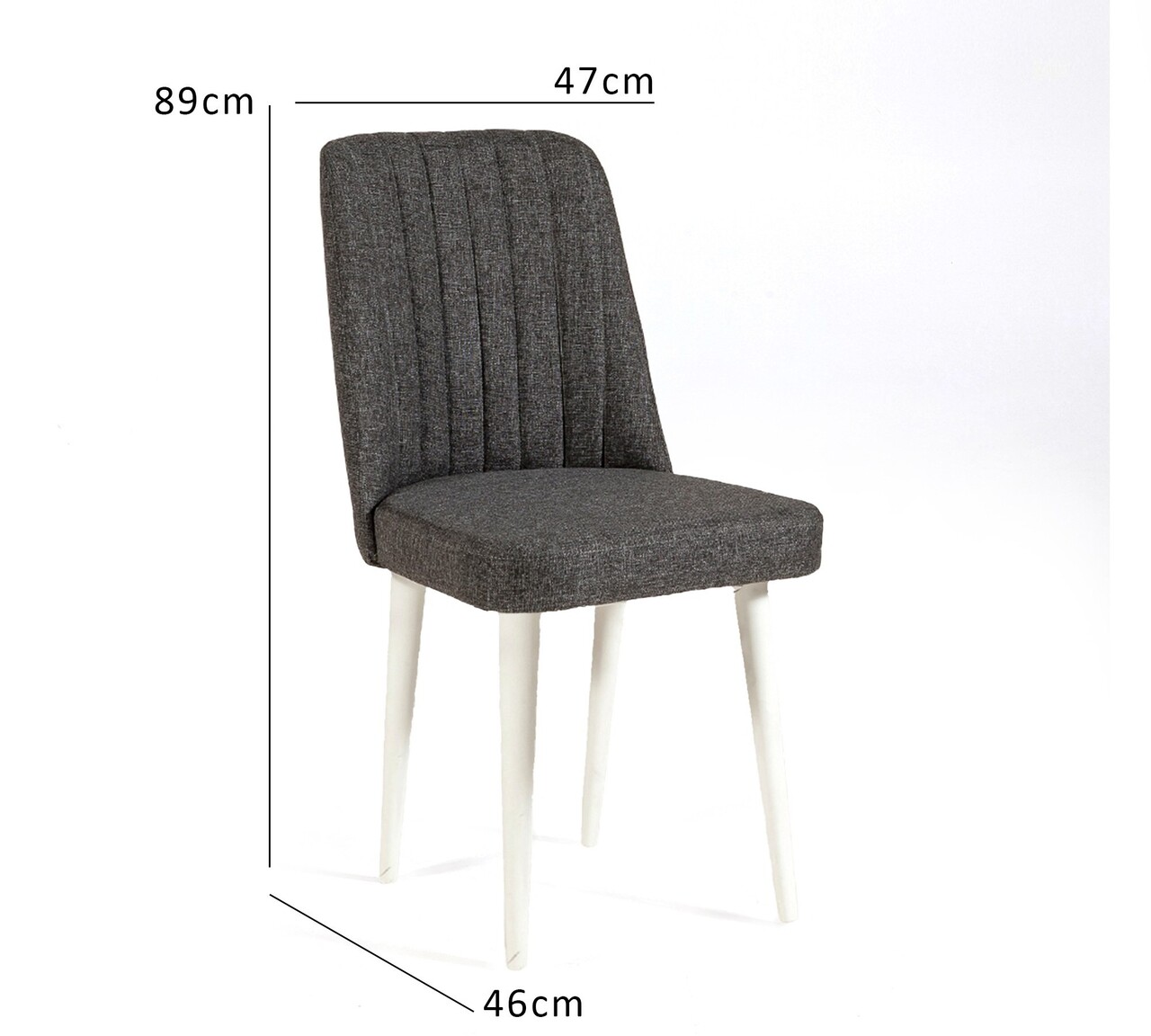 Scaun, Hanah Home, Vina Sandalye Anthracite, Alb, 47x89x46 cm, Alb / Antracit - imagine 5