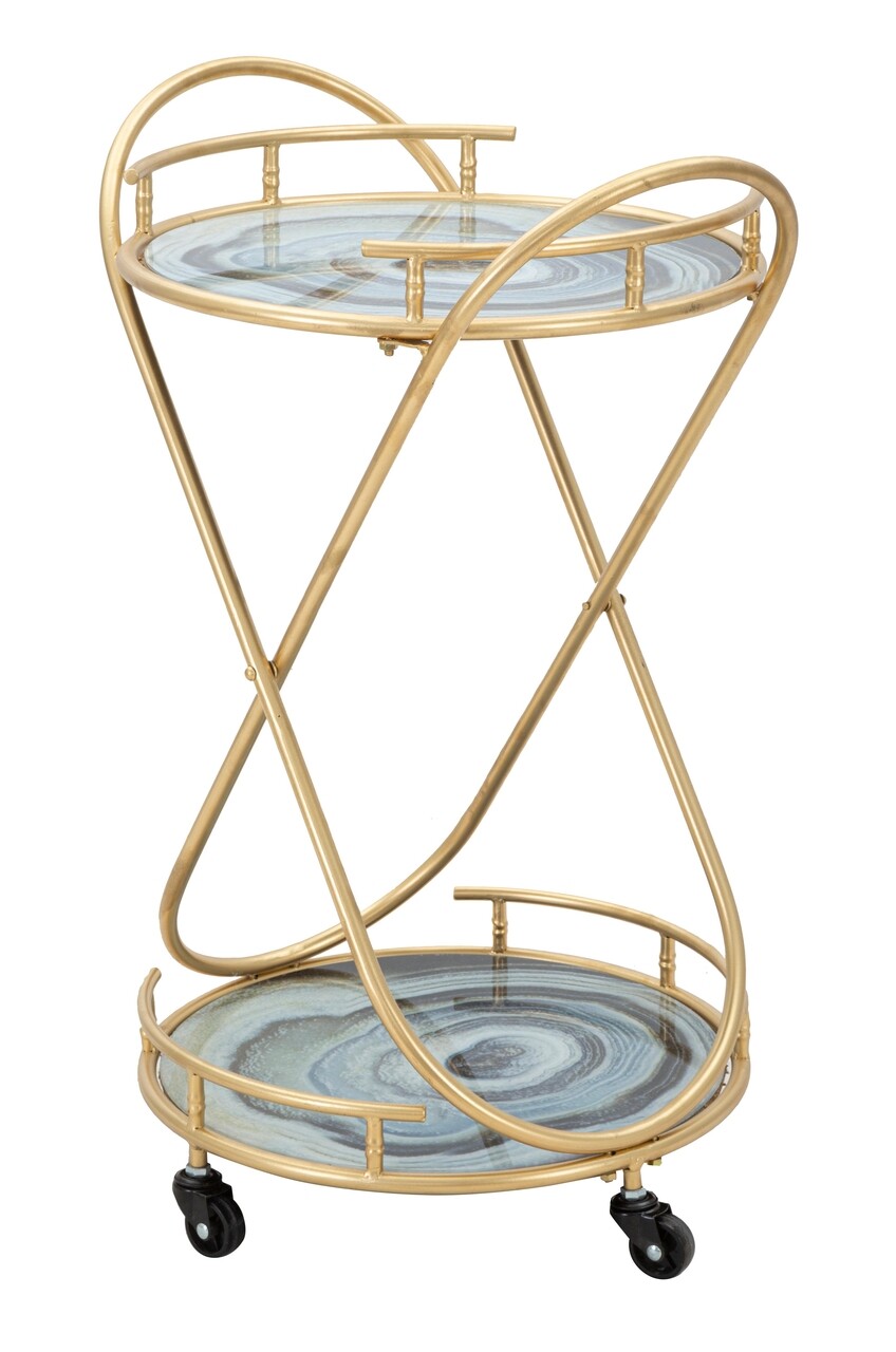 Carucior pentru servire Roundy, Mauro Ferretti, 47x40x70 cm, fier, auriu - 1 | YEO