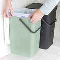 Cos de gunoi incorporat, Brabantia, Sort&Go, 2x16 L, 37x52x43 cm, polipropilena, gri inchis/verde jad