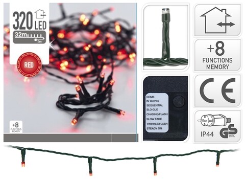 Instalatie de Craciun, 320 LED-uri, rosu