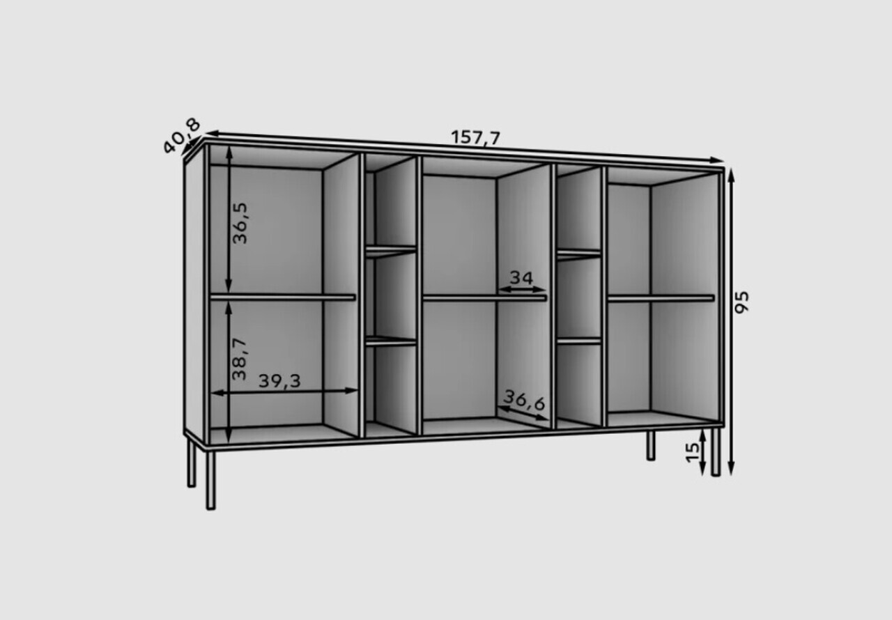 Comoda ADRK, Tili 3D 6P, 157.7x40.8x95 cm, PAL laminat, verde eucalipt — imaginea 7