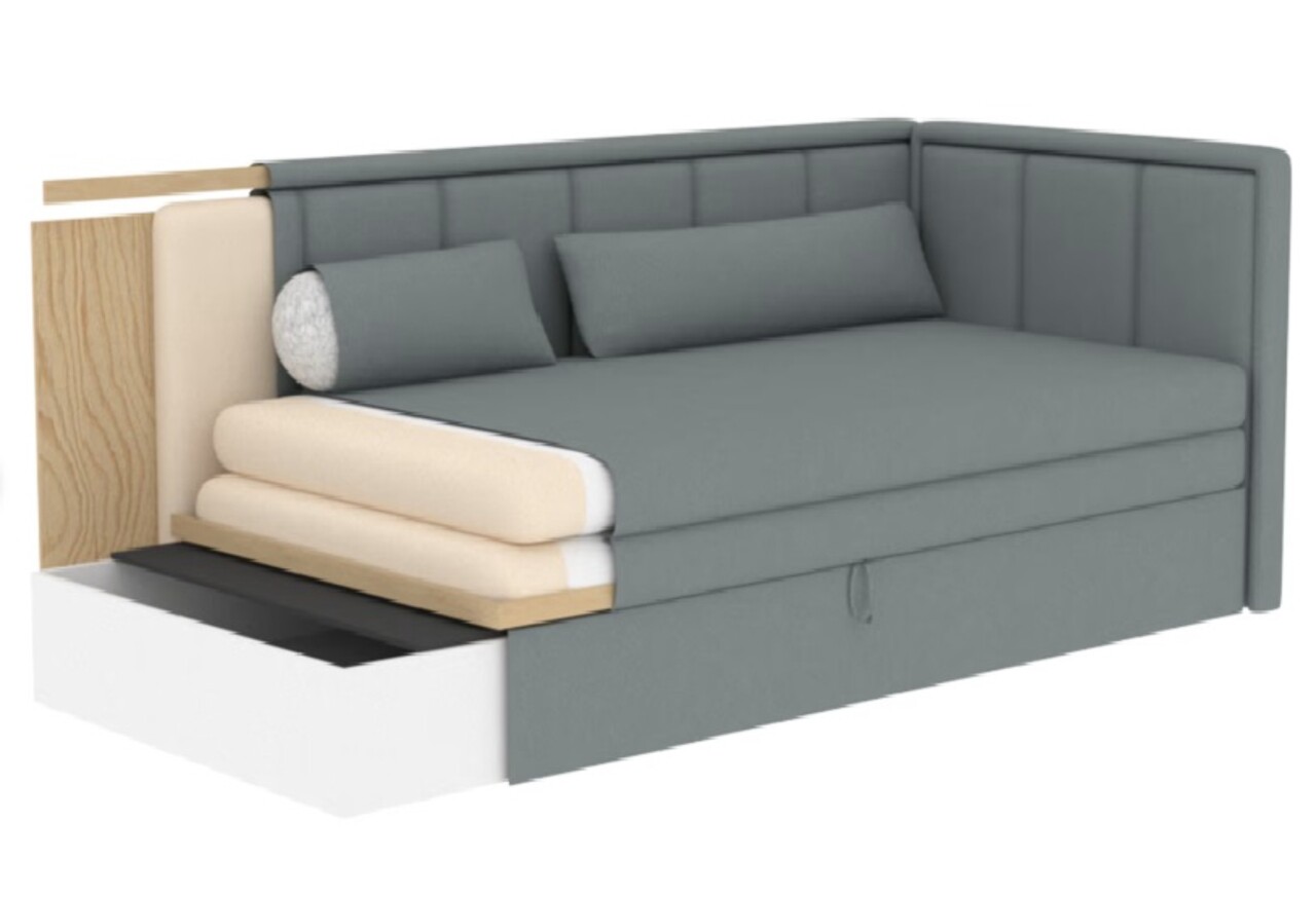 Canapea extensibila brat dreapta 3 locuri, ELTAP, Fulgeo, 214x82x77 cm, lemn/catifea din poliester, gri inchis/gri deschis