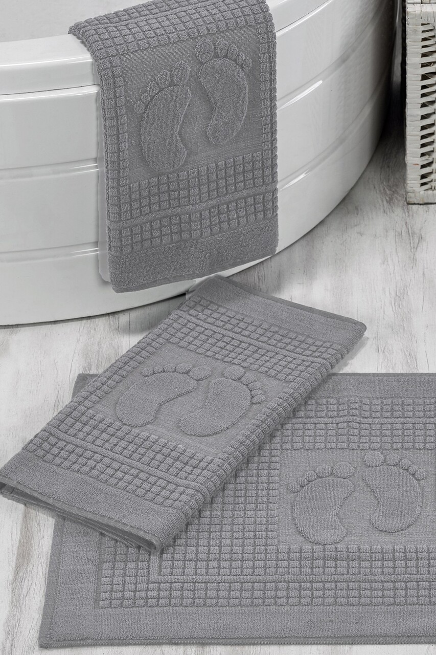 Set covorase de baie, Eponj Home, Orma, Bumbac, Gri