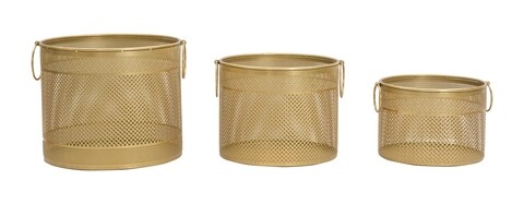 Set 3 suporturi pentru ghivece Cage Tris, Mauro Ferretti, fier, auriu accesorii