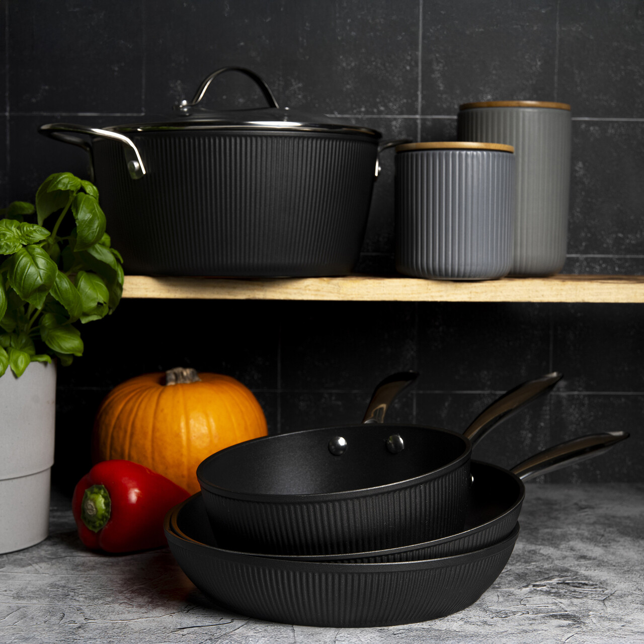 Tigaie Curly, Ambition, 24 cm, aluminiu, negru - imagine 5