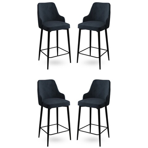 Set scaune  de bar 4 piese, Charlotte, Enox, Metal, Antracit / Negru