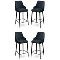 Set scaune  de bar 4 piese, Charlotte, Enox, Metal, Antracit / Negru