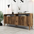 Consola, Hommy Craft, Milan, 180 x 78.6 x 35 cm, pal melaminat, nuc