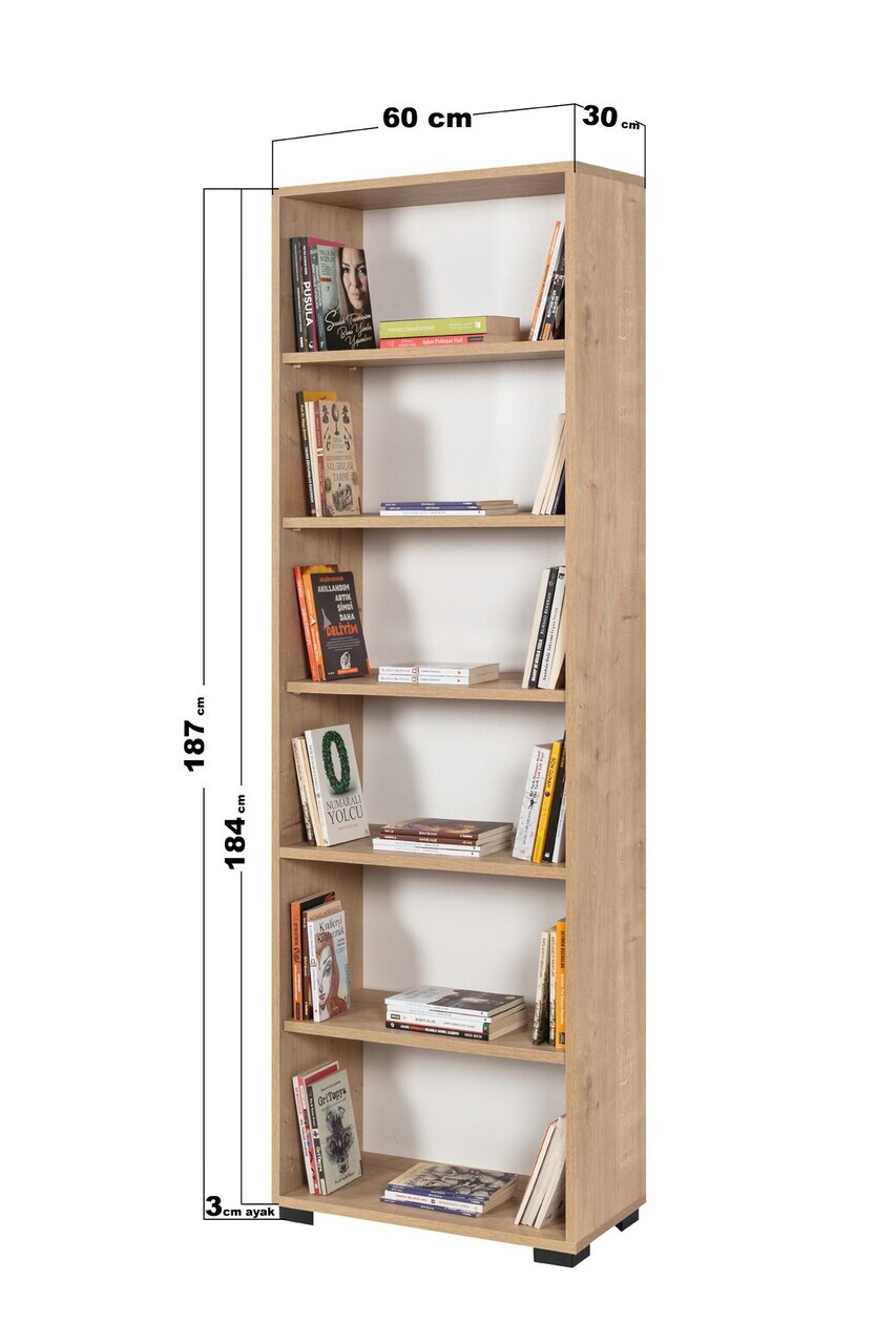 Corp biblioteca, Hanah Home, Evm 8122, 60x187x30 cm, PAL, Maro — imaginea 4