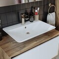 Set Dulap de Baie cu Chiuvetă și Oglindă (3 Piese), Hanah Home, 1757, MDF-LAM, Pin Atlantic / Alb Mat