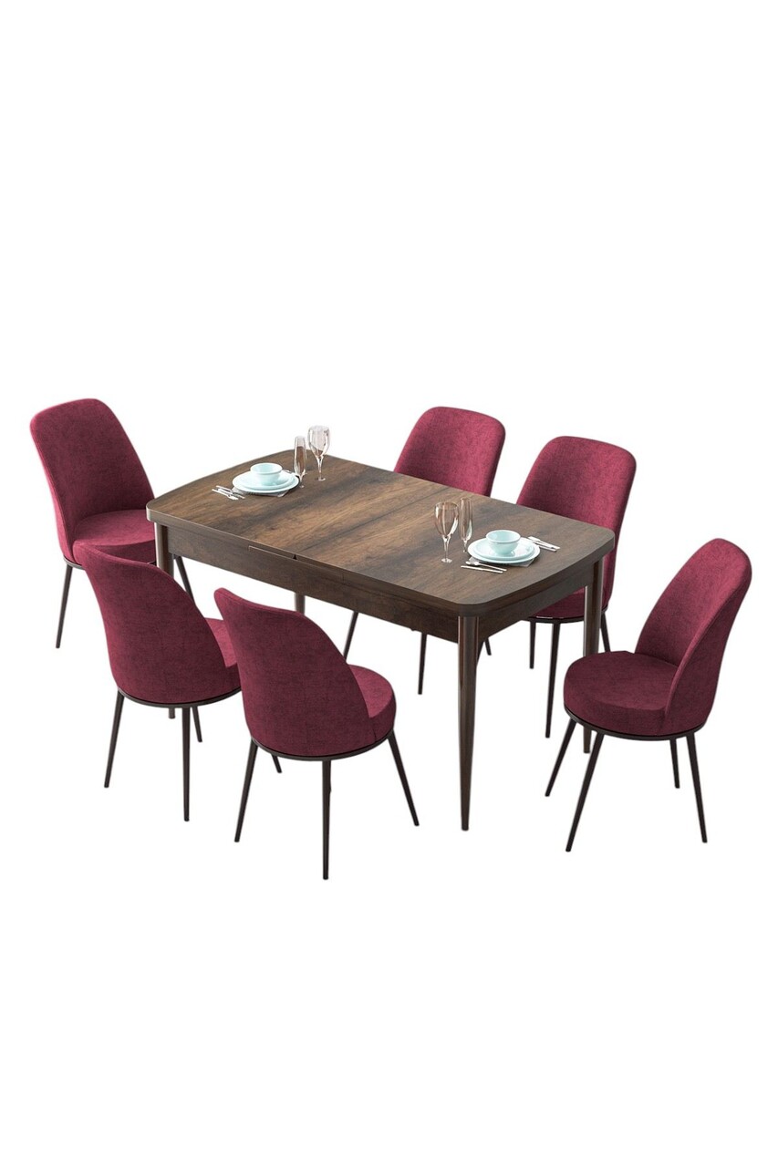 Set masa extensibila si scaune, Hanah Home, Zen, Baroc / Burgundia - view 2